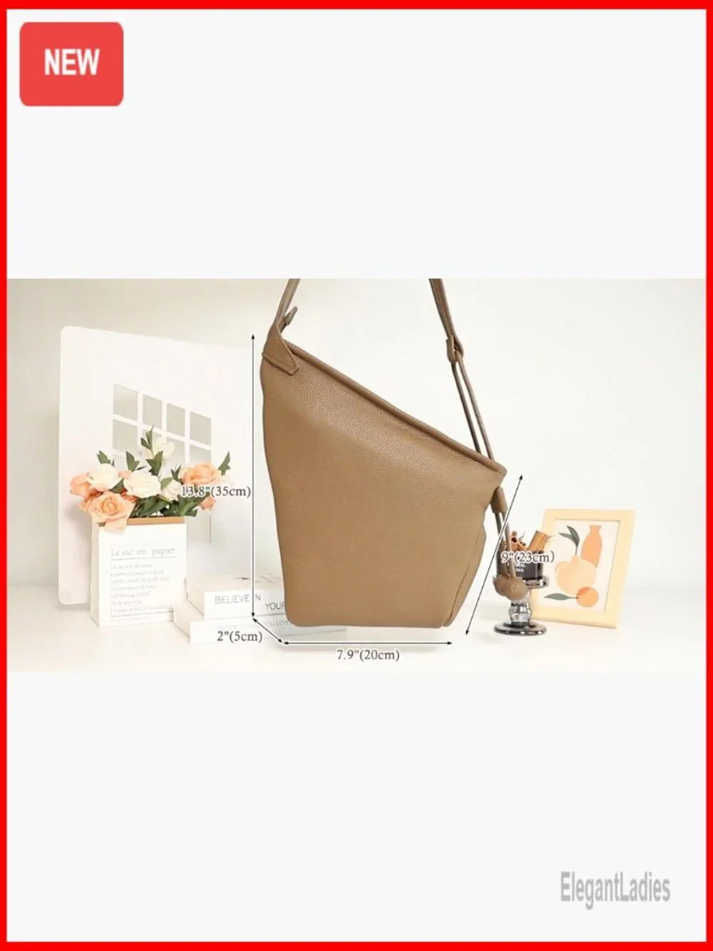 Genuine Leather Hobo Bag Medium Tote Adjustable Strap Crossbody